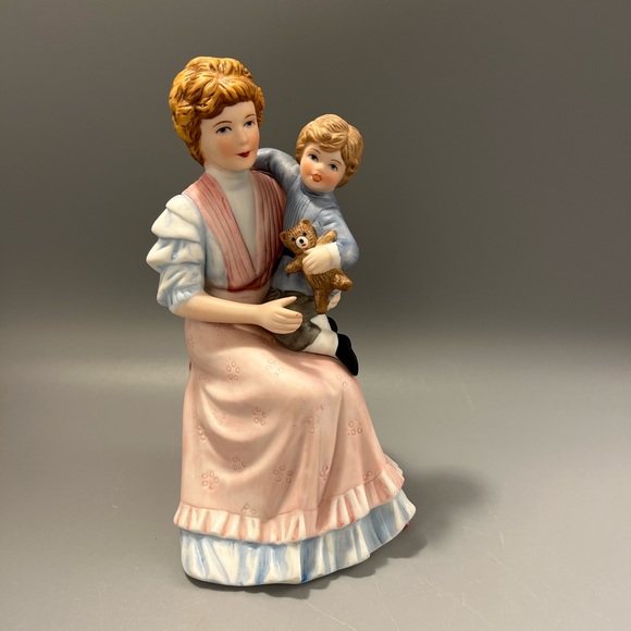 Homco Accents Homco Home Interiors Porcelain Figurine Lady W Boy In